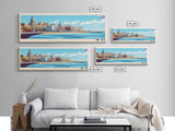 Montevideo, Uruguay Panoramic Travel Poster Canvas Print, Montevideo, Uruguay Painting, Uruguay Art, Montevideo Panoramic Travel Art, Travel Painting