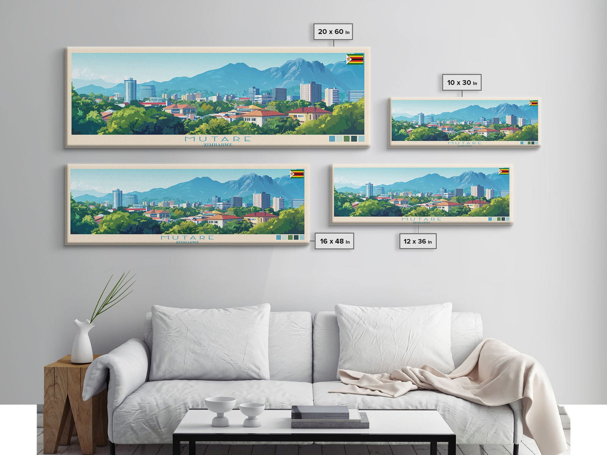 Panoramic Travel Poster Mutare, Zimbabwe Canvas Print, Mutare, Zimbabwe Painting, Zimbabwe Art, Mutare Travel Art, Guest Room Painting