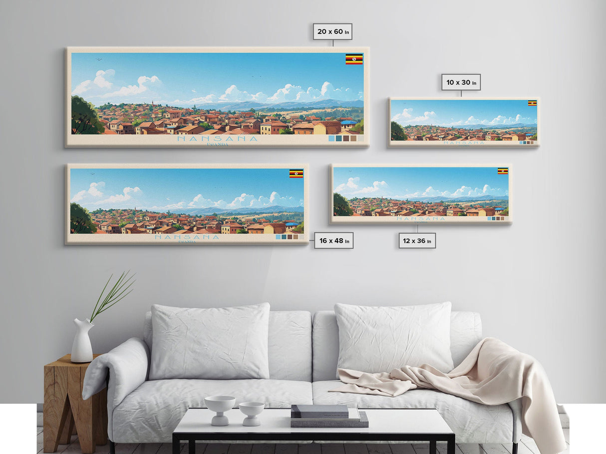 Nansana, Uganda Panoramic Travel Poster Canvas Print, Nansana, Uganda Painting, Uganda Art, Nansana Panoramic Travel Art, Travel Painting