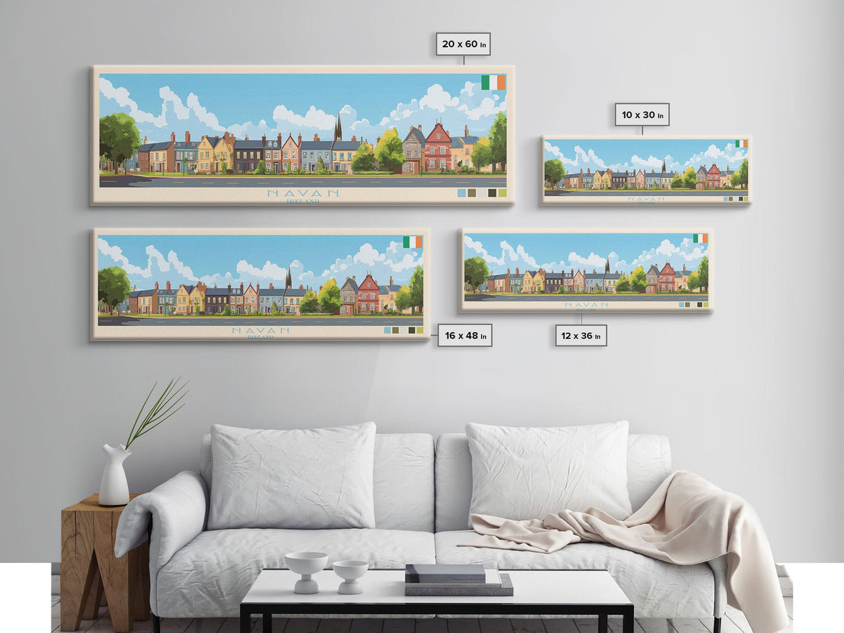 Navan, Ireland Travel Poster Panoramic Canvas Print, Navan, Ireland Painting, Ireland Art, Navan Travel Art, Guest Room Painting