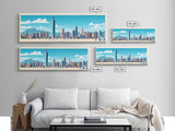 Panoramic Travel Poster New Taipei, Taiwan Canvas Print, New Taipei, Taiwan Painting, Taiwan Art, New Taipei Travel Art, Guest Room Painting