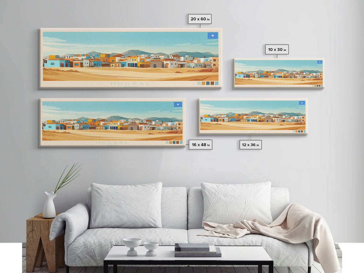 Nugaal, Somalia Panoramic Travel Poster Canvas Print, Nugaal, Somalia Painting, Somalia Art, Nugaal Travel Art, Living Room Painting