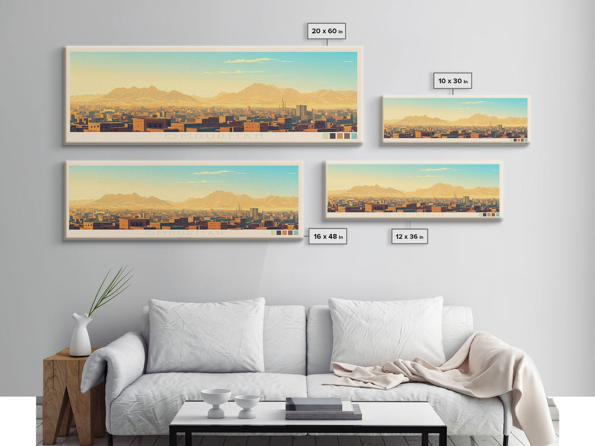 Omdurman,  Sudan Panoramic Travel Poster Canvas Print, Omdurman,  Sudan Painting,  Sudan Art, Omdurman Travel Art, Guest Room Painting