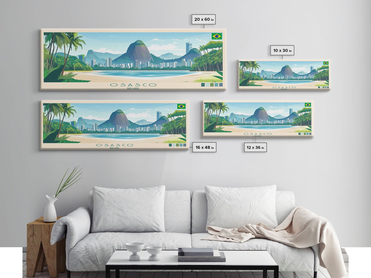 Osasco, Brazil Panoramic Travel Poster Canvas Print, Osasco, Brazil Painting, Brazil Art, Osasco Travel Art, Living Room Painting