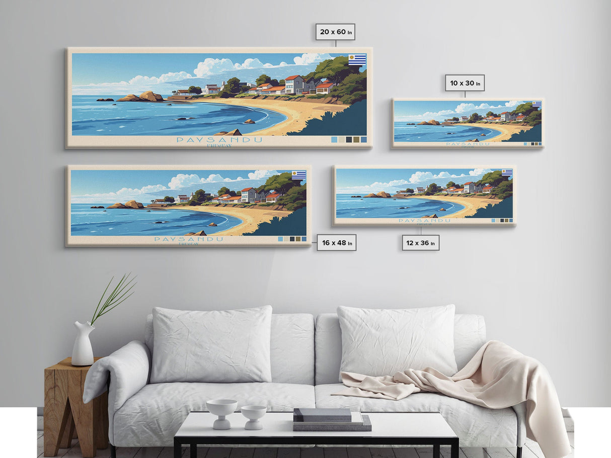 Paysandu, Uruguay Travel Poster Panoramic Canvas Print, Paysandu, Uruguay Painting, Uruguay Art, Paysandu Travel Art, Guest Room Painting