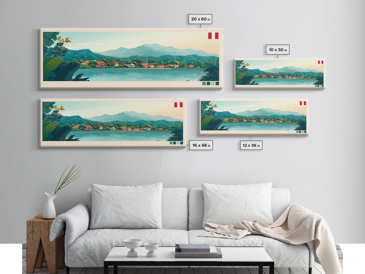 Pucallpa, Peru Travel Poster Panoramic Canvas Print, Pucallpa, Peru Painting, Peru Art, Pucallpa Travel Art, Guest Room Painting