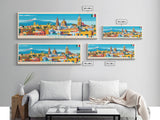 Puebla, Mexico Panoramic Travel Poster Canvas Print, Puebla, Mexico Painting, Mexico Art, Puebla Panoramic Travel Art, Travel Painting