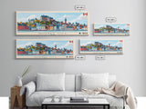 Quebec City, Canada Panoramic Travel Poster Canvas Print, Quebec City, Canada Painting, Canada Art, Quebec City Travel Art, Guest Room Painting