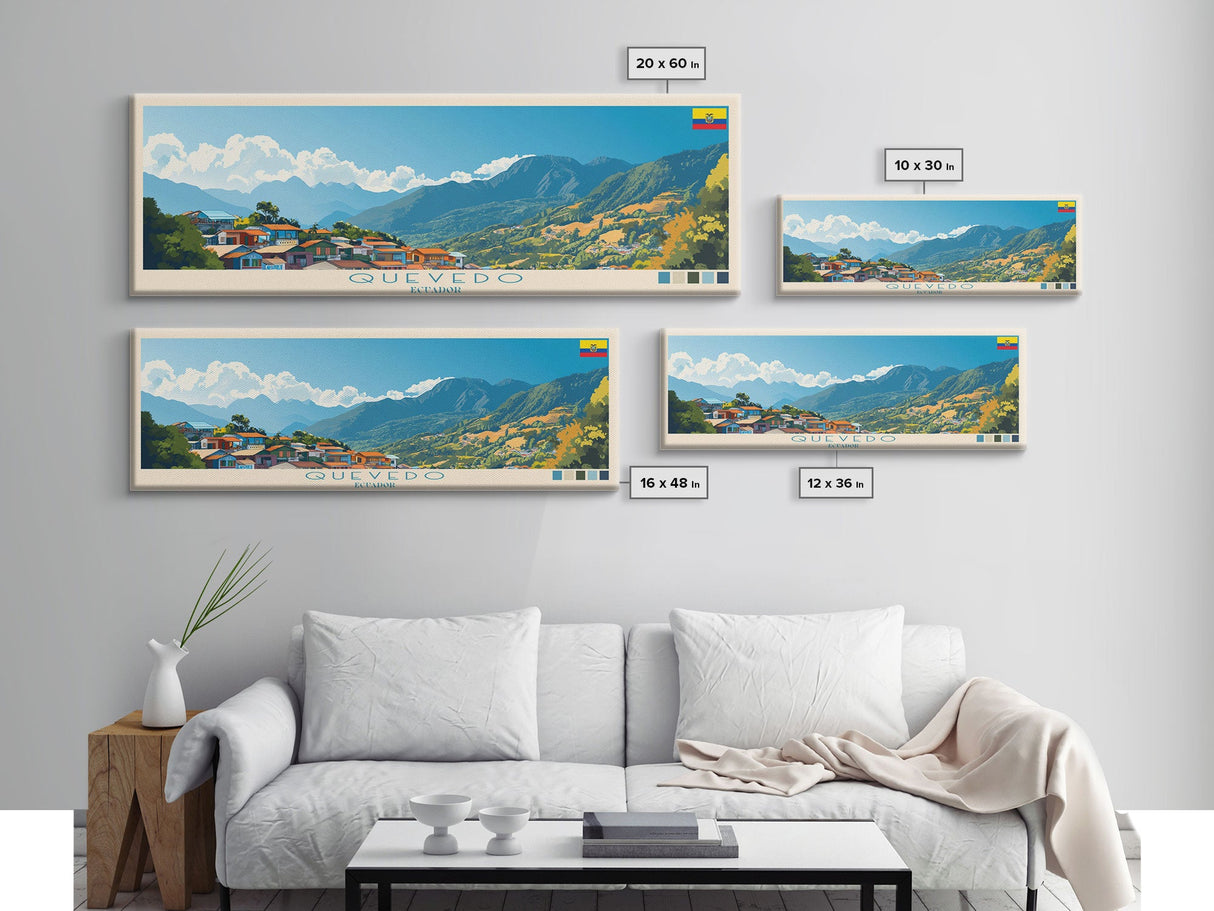 Quevedo, Ecuador Travel Poster Panoramic Canvas Print, Quevedo, Ecuador Painting, Ecuador Art, Quevedo Travel Art, Guest Room Painting