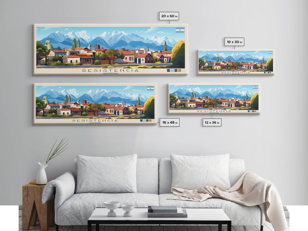 Resistencia, Argentina Panoramic Travel Poster Canvas Print, Resistencia, Argentina Painting, Argentina Art, Resistencia Travel Art, Guest Room Painting