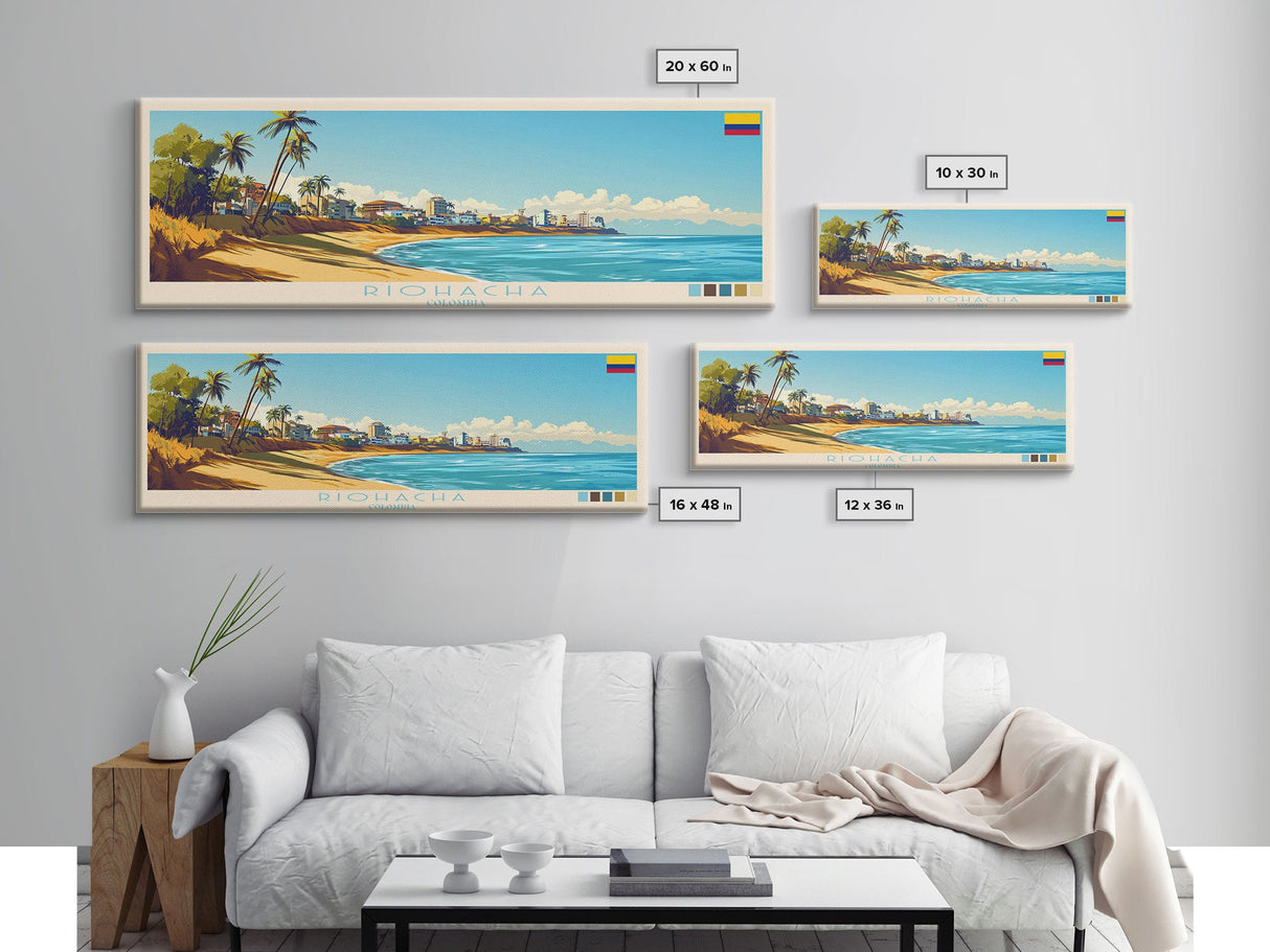 Riohacha, Colombia Travel Poster Panoramic Canvas Print, Riohacha, Colombia Painting, Colombia Art, Riohacha Travel Art, Guest Room Painting