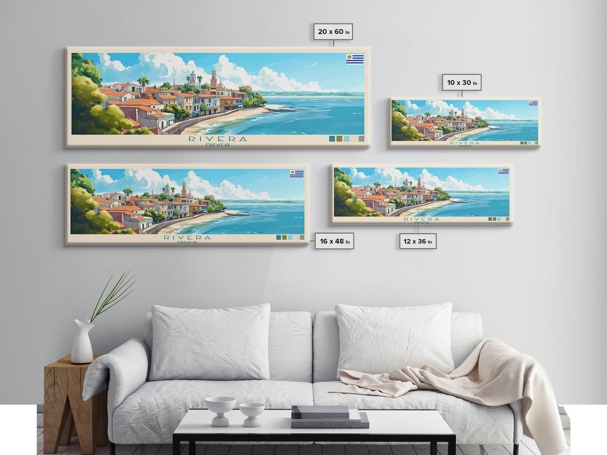 Rivera, Uruguay Panoramic Travel Poster Canvas Print, Rivera, Uruguay Painting, Uruguay Art, Rivera Travel Art, Guest Room Painting