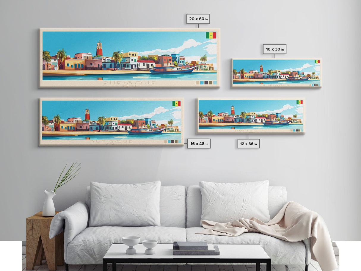 Rufisque, Senegal Panoramic Travel Poster Canvas Print, Rufisque, Senegal Painting, Senegal Art, Rufisque Travel Art, Guest Room Painting