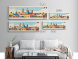 Saltillo, Mexico Panoramic Travel Poster Canvas Print, Saltillo, Mexico Painting, Mexico Art, Saltillo Panoramic Travel Art, Travel Painting