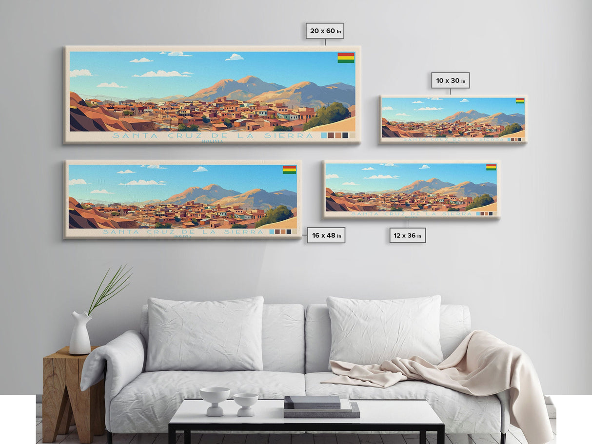 Santa Cruz de la Sierra, Bolivia Panoramic Travel Poster Canvas Print, Santa Cruz de la Sierra, Bolivia Painting, Bolivia Art, Santa Cruz de la Sierra Travel Art, Living Room Painting