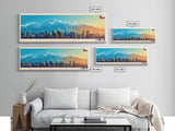 Santiago, Chile Travel Poster Panoramic Canvas Print, Santiago, Chile Painting, Chile Art, Santiago Travel Art, Guest Room Painting