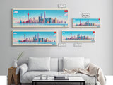 Shanghai, China Travel Poster Panoramic Canvas Print, Shanghai, China Painting, China Art, Shanghai Travel Art, Guest Room Painting