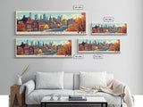 Sheffield, England Panoramic Travel Poster Canvas Print, Sheffield, England Painting, England Art, Sheffield Panoramic Travel Art, Travel Painting