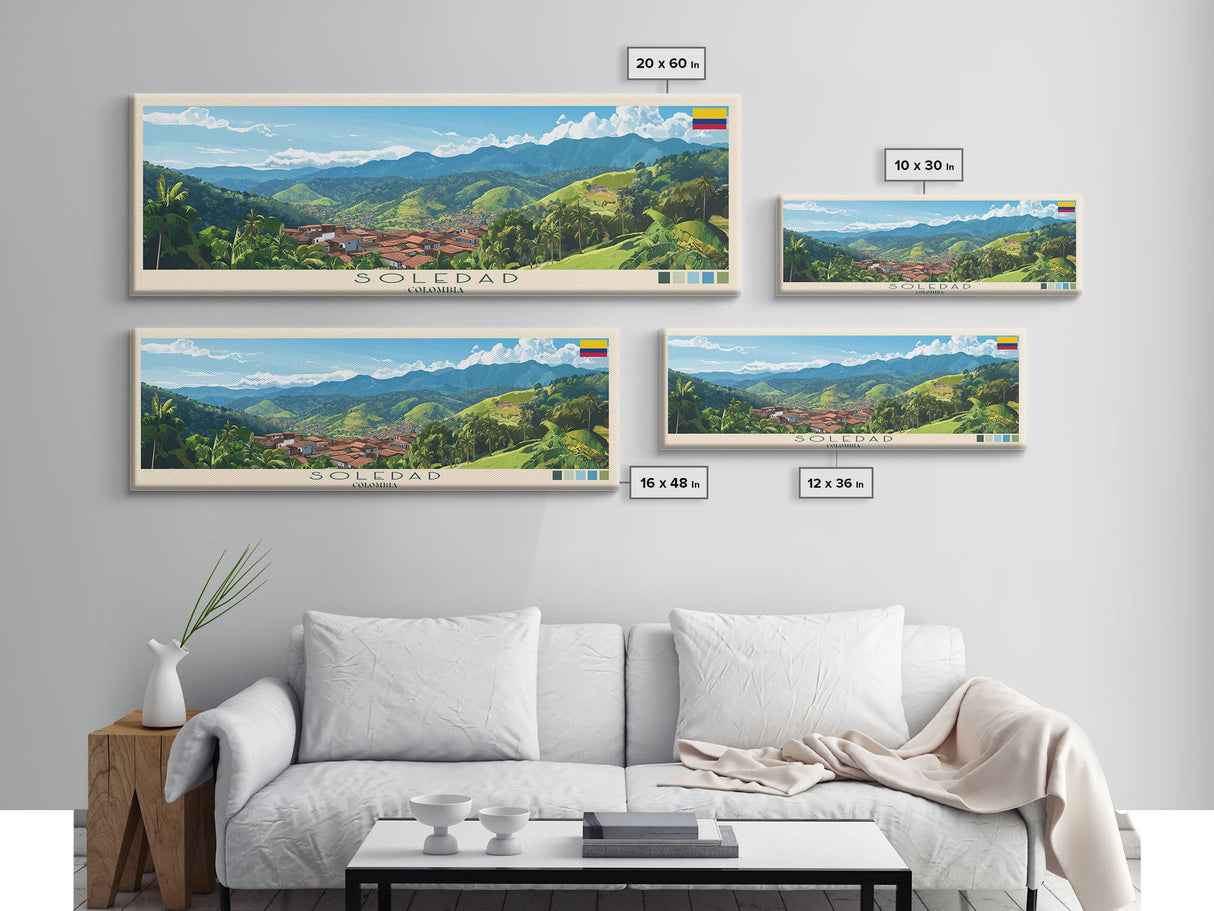 Soledad, Colombia Travel Poster Panoramic Canvas Print, Soledad, Colombia Painting, Colombia Art, Soledad Travel Art, Guest Room Painting