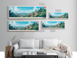 Starfruit City, Indonesia Panoramic Travel Poster Canvas Print, Starfruit City, Indonesia Painting, Indonesia Art, Starfruit City Panoramic Travel Art, Travel Painting