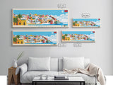 Tangier, Morocco Panoramic Travel Poster Canvas Print, Tangier, Morocco Painting, Morocco Art, Tangier Panoramic Travel Art, Travel Painting