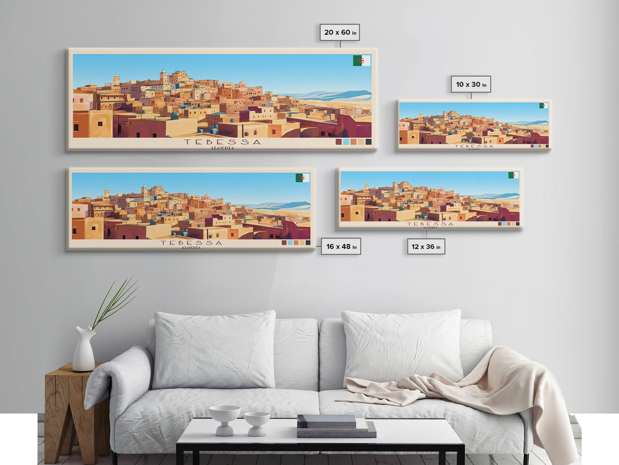 Tebessa, Algeria Panoramic Travel Poster Canvas Print, Tebessa, Algeria Painting, Algeria Art, Tebessa Panoramic Travel Art, Travel Painting