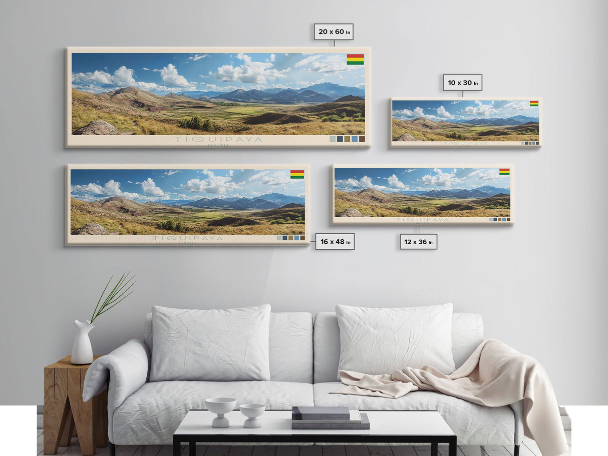 Tiquipaya, Bolivia Panoramic Travel Poster Canvas Print, Tiquipaya, Bolivia Painting, Bolivia Art, Tiquipaya Travel Art, Guest Room Painting