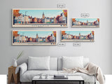 Wakefield, England Panoramic Travel Poster Canvas Print, Wakefield, England Painting, England Art, Wakefield Panoramic Travel Art, Travel Painting