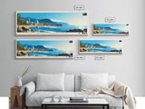 Panoramic Travel Poster Wollongong, Australia Canvas Print, Wollongong, Australia Painting, Australia Art, Wollongong Travel Art, Guest Room Painting