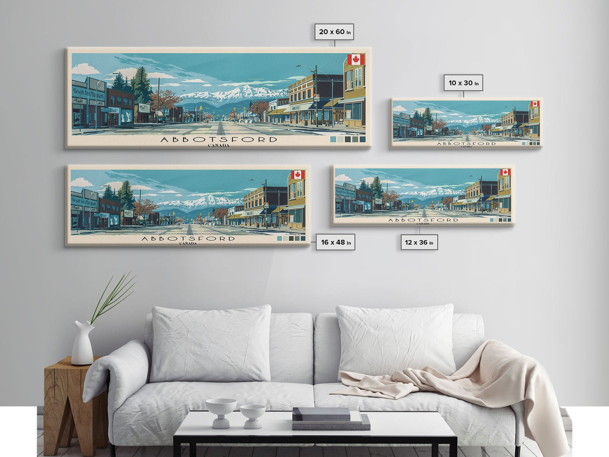 Abbotsford, Canada Panoramic Canvas Print, Abbotsford, Canada Painting, Canada Art, Abbotsford Travel Poster, Travel Art, Guest Room Painting