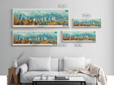 Almaty, Kazakhstan Panoramic Canvas Print, Almaty, Kazakhstan Painting, Kazakhstan Art, Almaty Travel Poster, Travel Art, Living Room Painting