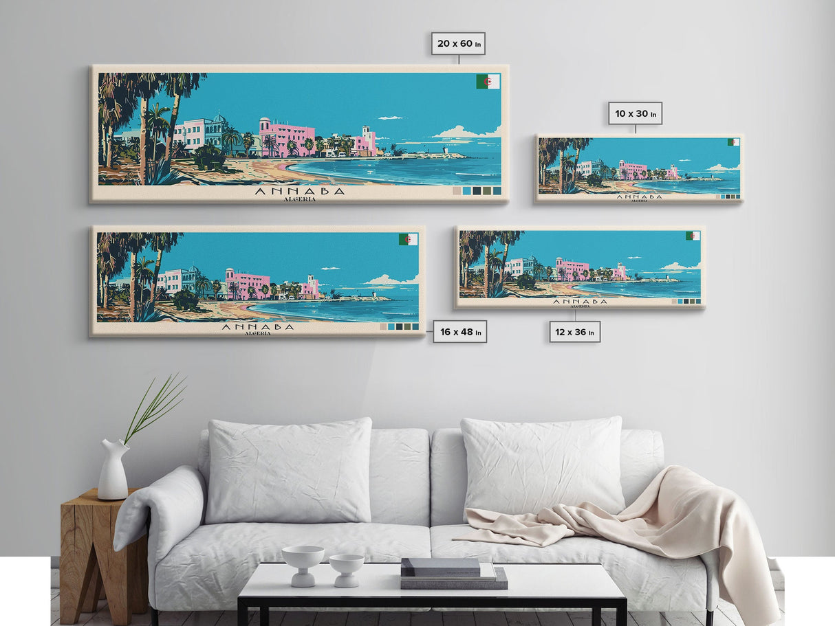 Annaba, Algeria Panoramic Canvas Print, Annaba, Algeria Painting, Algeria Art, Annaba Travel Poster, Travel Art, Vacation Gift