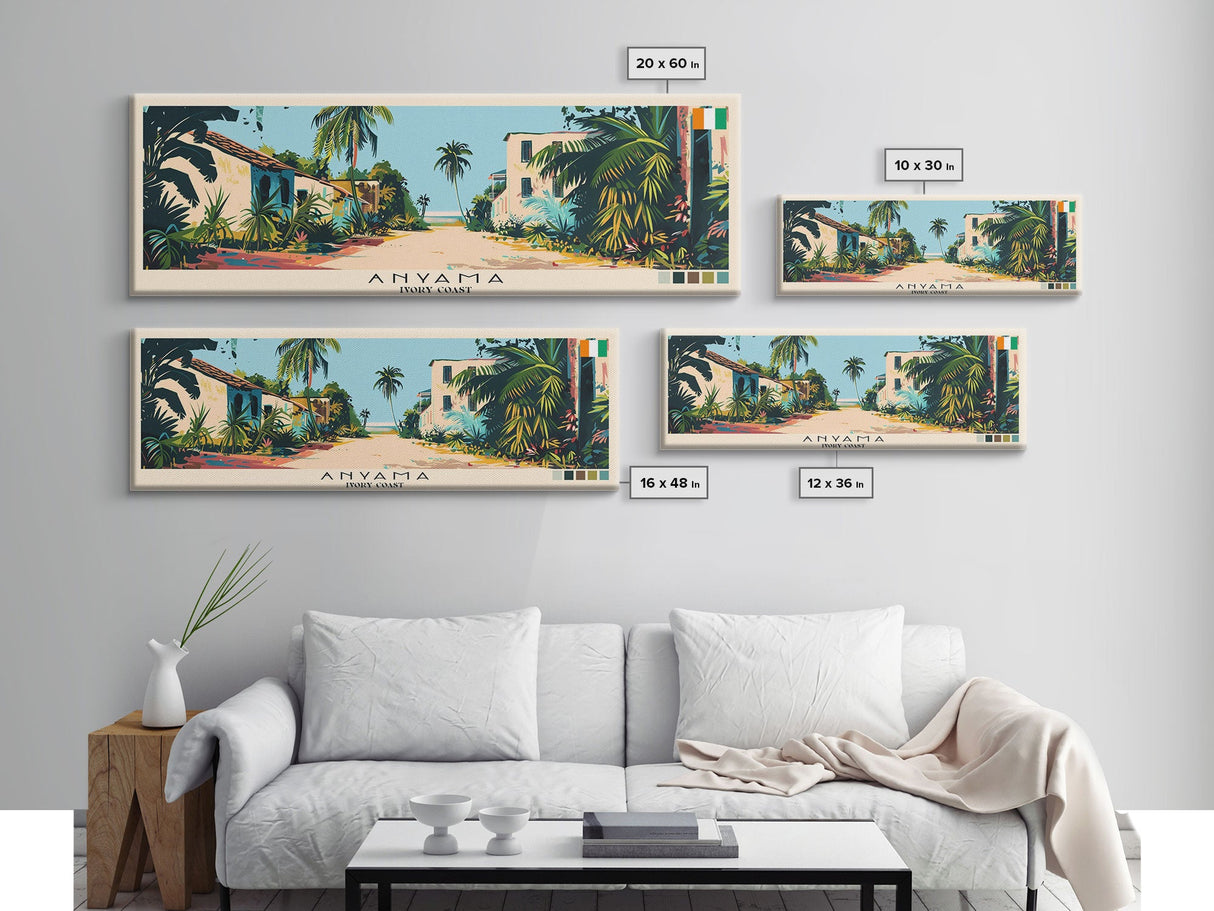 Anyama, Ivory Coast Panoramic Canvas Print, Anyama, Ivory Coast Painting, Ivory Coast Art, Anyama Travel Poster, Travel Art, Guest Room Painting