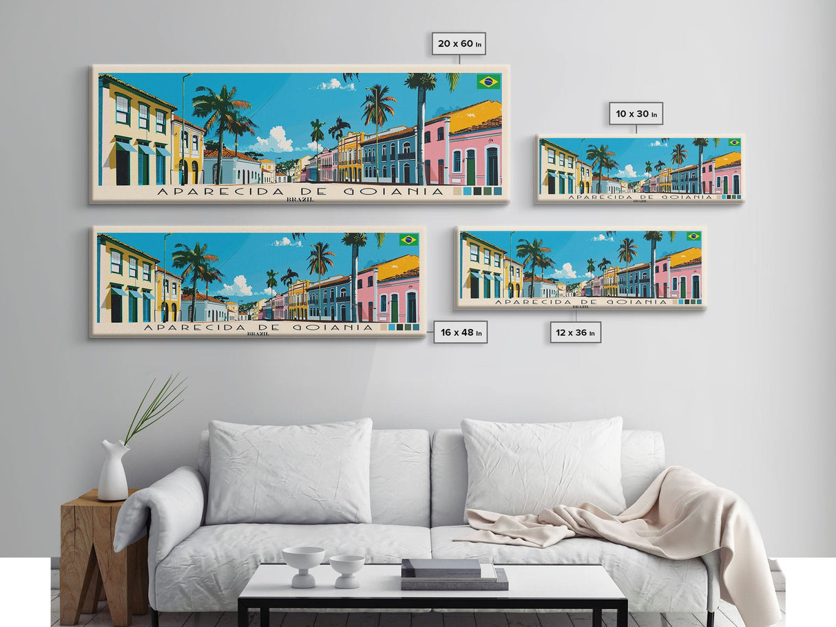 Aparecida de Goiania, Brazil Panoramic Canvas Print, Aparecida de Goiania, Brazil Painting, Brazil Art, Aparecida de Goiania Travel Poster, Travel Art, Guest Room Painting