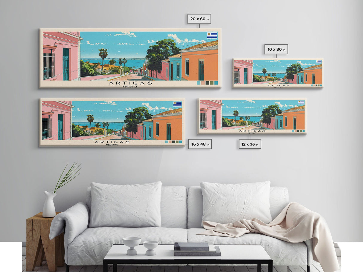 Artigas, Uruguay Panoramic Canvas Print, Artigas, Uruguay Painting, Uruguay Art, Artigas Travel Poster, Travel Art, Living Room Painting