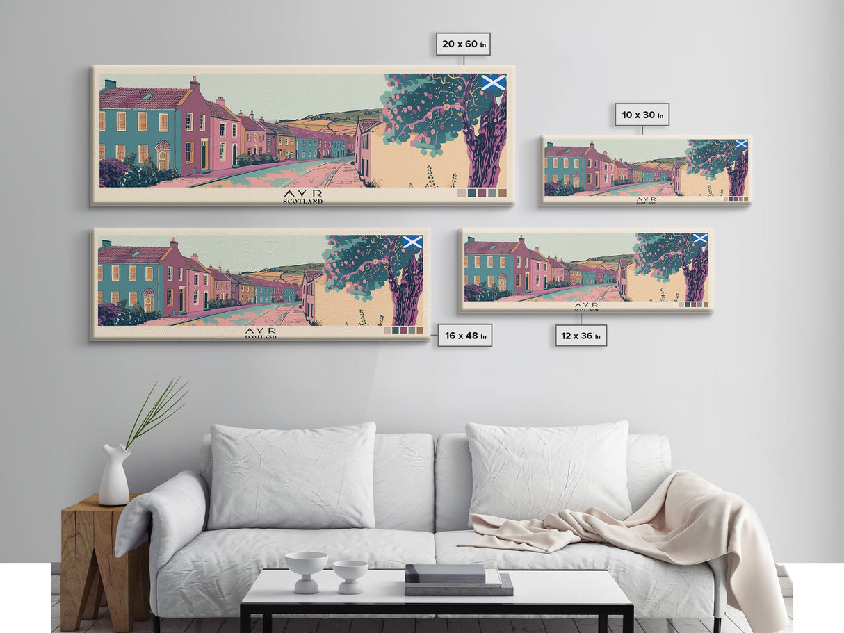 Ayr, Scotland Panoramic Canvas Print, Ayr, Scotland Painting, Scotland Art, Ayr Travel Poster, Travel Art, Guest Room Painting