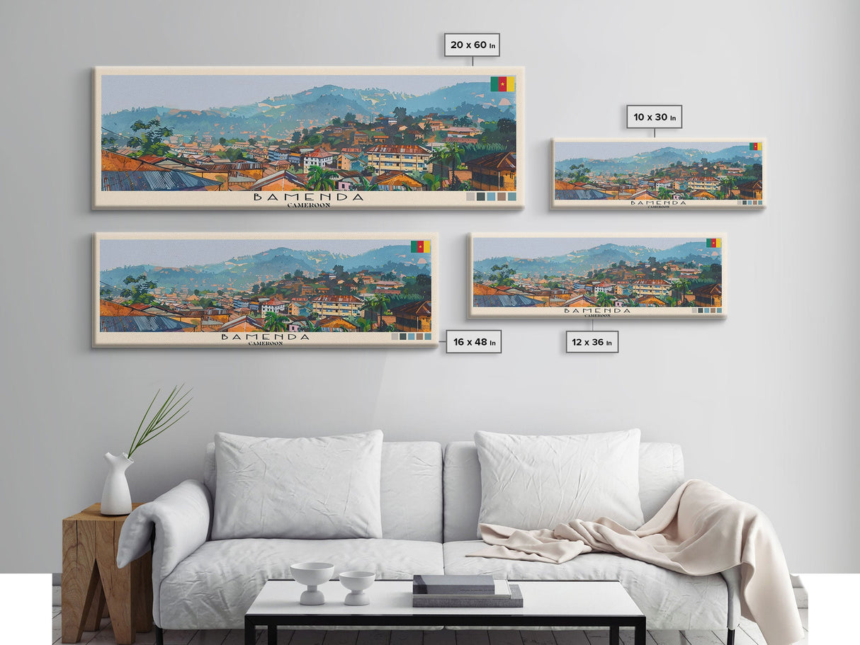 Bamenda, Cameroon Panoramic Canvas Print, Bamenda, Cameroon Painting, Cameroon Art, Bamenda Travel Poster, Travel Art, Vacation Gift