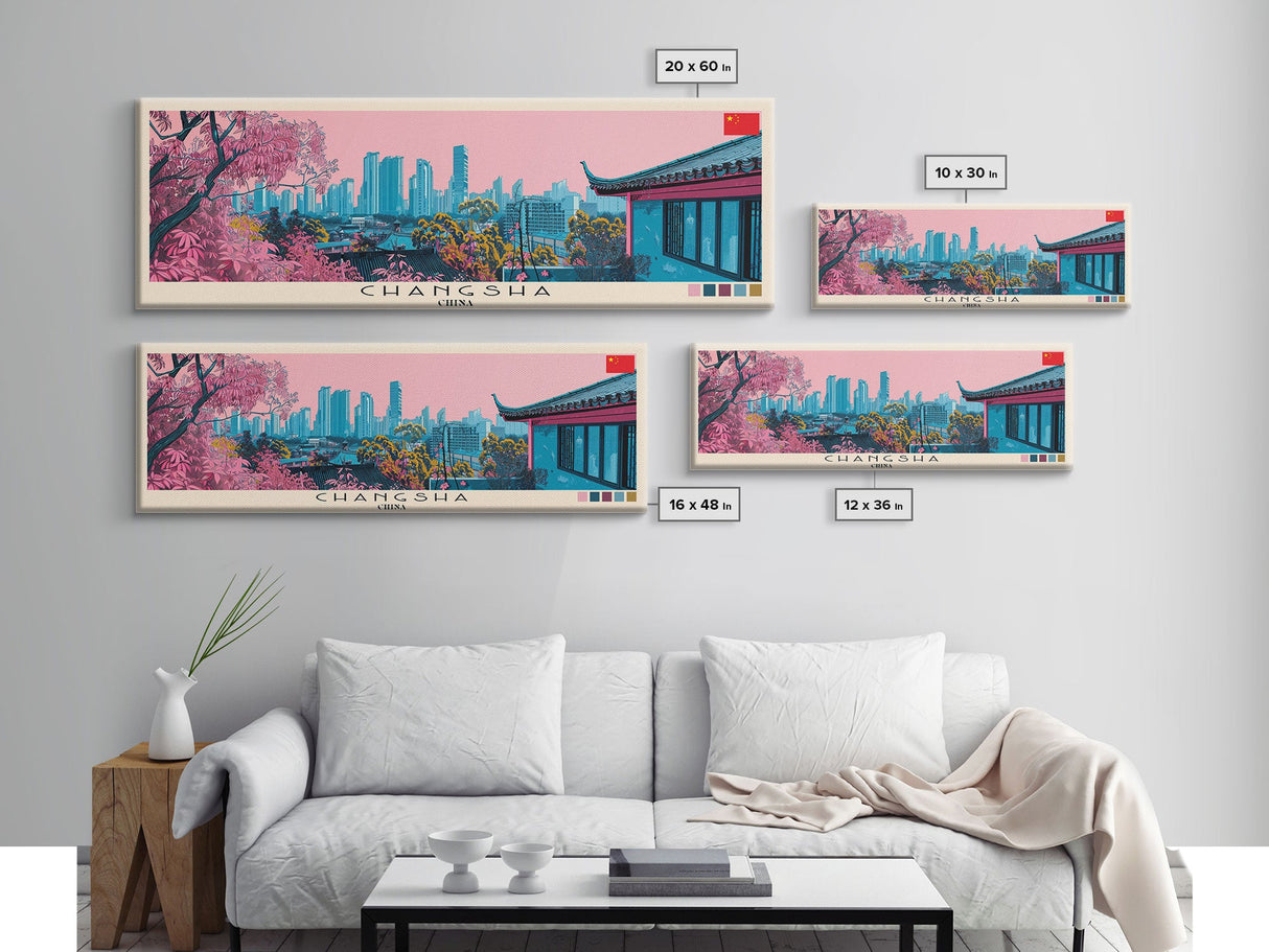 Changsha, China Panoramic Canvas Print, Changsha, China Painting, China Art, Changsha Travel Poster, Travel Art, Housewarming Gift