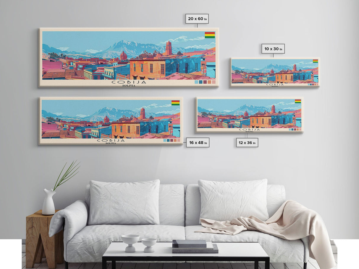 Cobija, Bolivia Panoramic Canvas Print, Cobija, Bolivia Painting, Bolivia Art, Cobija Travel Poster, Travel Art, Vacation Gift