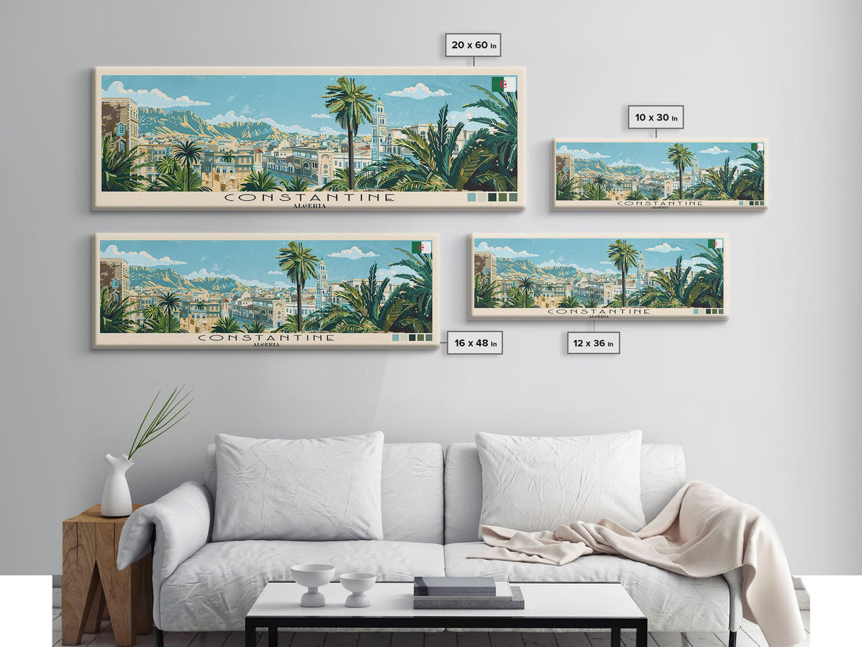 Constantine, Algeria Panoramic Canvas Print, Constantine, Algeria Painting, Algeria Art, Constantine Travel Poster, Travel Art, Housewarming Gift