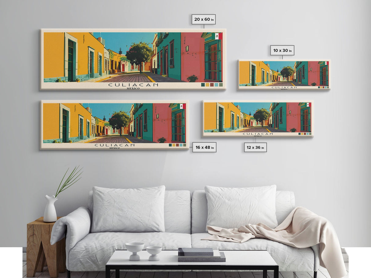 Culiacan, Mexico Panoramic Canvas Print, Culiacan, Mexico Painting, Mexico Art, Culiacan Travel Poster, Travel Art, Living Room Painting