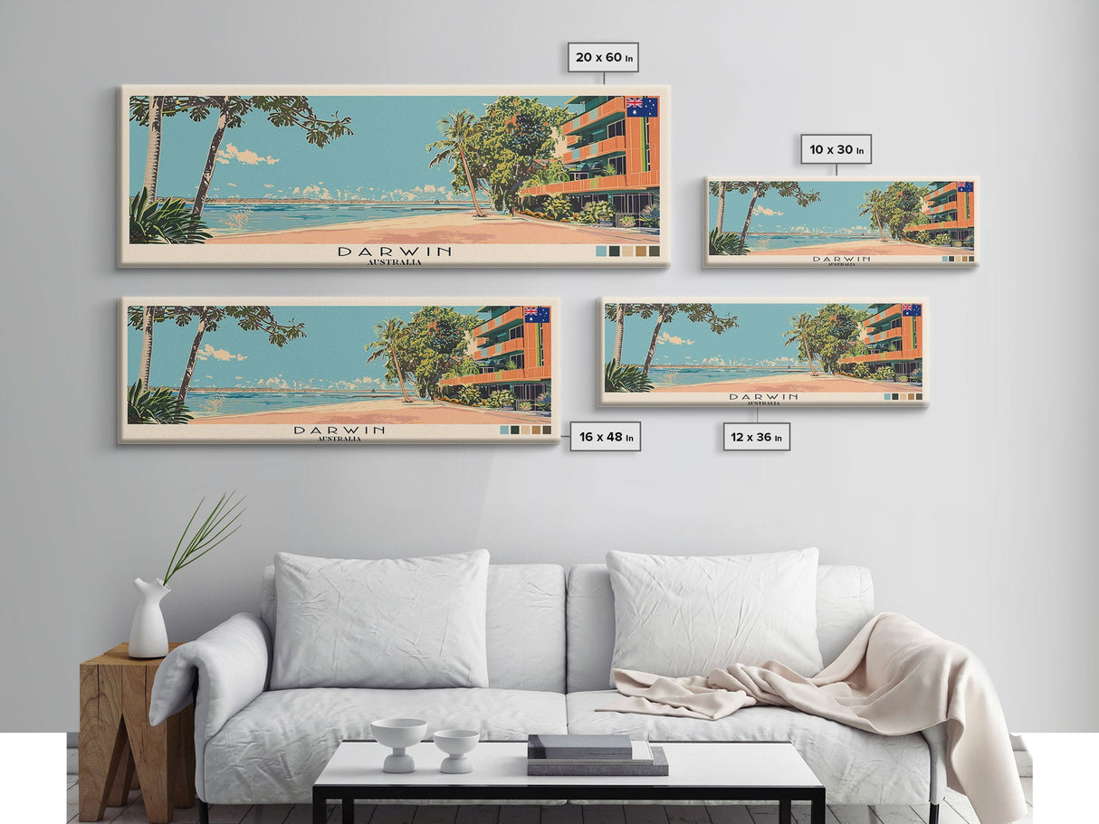 Darwin, Australia Panoramic Canvas Print, Darwin, Australia Painting, Australia Art, Darwin Travel Poster, Travel Art, Housewarming Gift