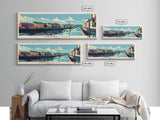 Derry City, Ireland Panoramic Canvas Print, Derry City, Ireland Painting, Ireland Art, Derry City Travel Poster, Travel Art, Living Room Painting