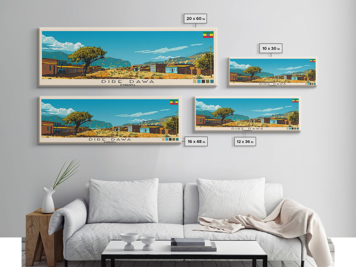 Dire Dawa, Ethiopia Panoramic Canvas Print, Dire Dawa, Ethiopia Painting, Ethiopia Art, Dire Dawa Travel Poster, Travel Art, Vacation Gift