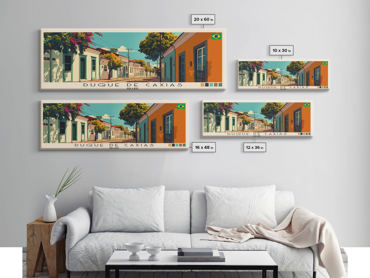 Duque de Caxias, Brazil Panoramic Canvas Print, Duque de Caxias, Brazil Painting, Brazil Art, Duque de Caxias Travel Poster, Travel Art, Housewarming Gift