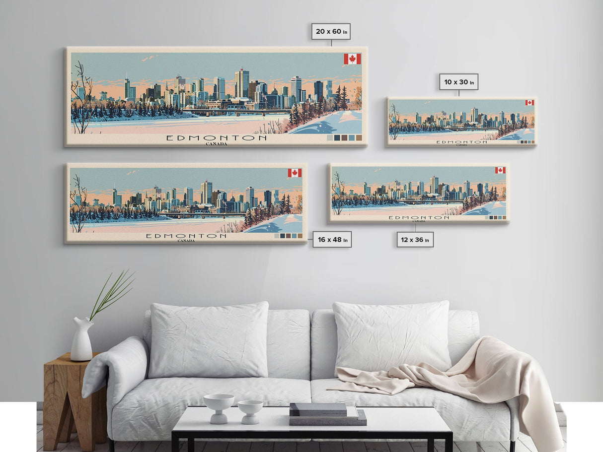 Edmonton, Canada Panoramic Canvas Print, Edmonton, Canada Painting, Canada Art, Edmonton Travel Poster, Travel Art, Living Room Painting