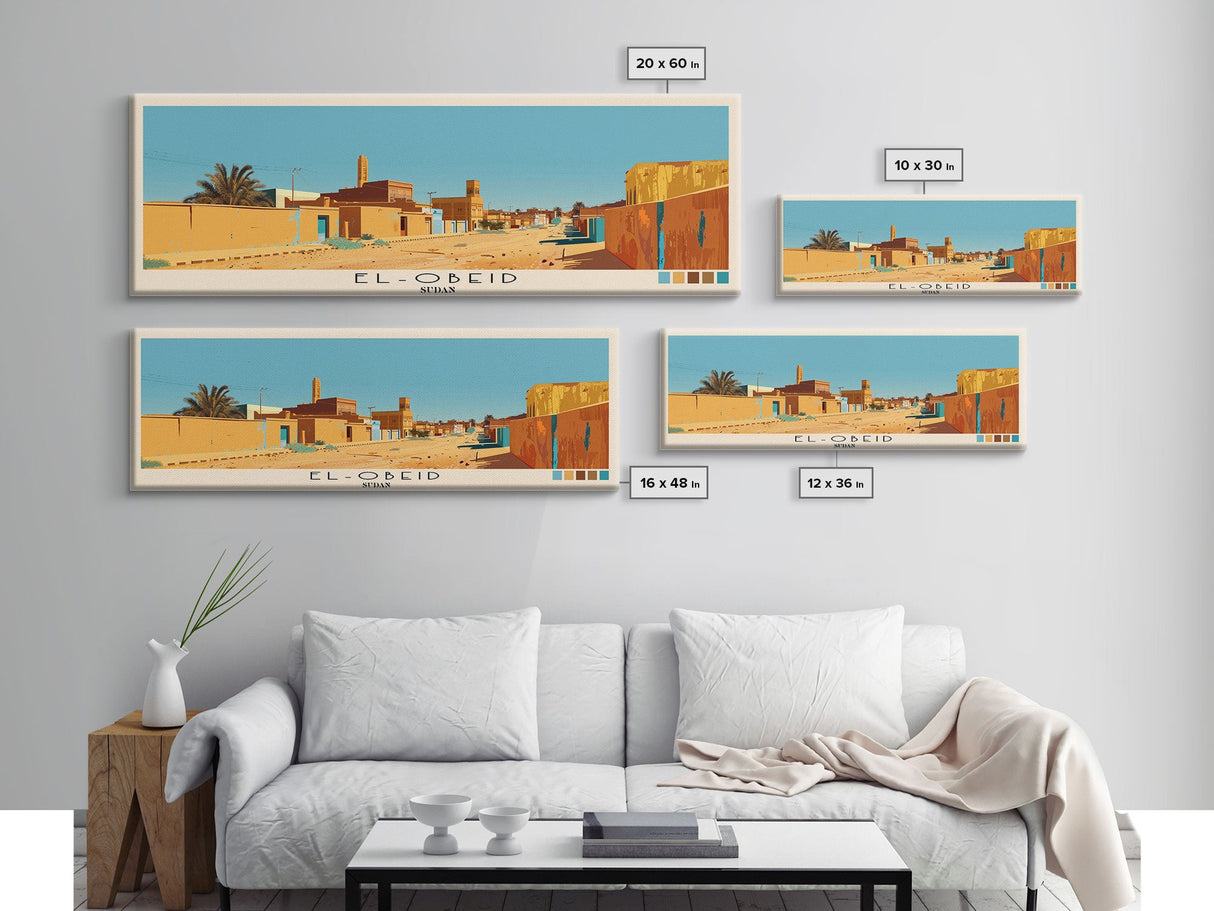 El-Obeid,  Sudan Panoramic Canvas Print, El-Obeid,  Sudan Painting,  Sudan Art, El-Obeid Travel Poster, Travel Art, Vacation Gift