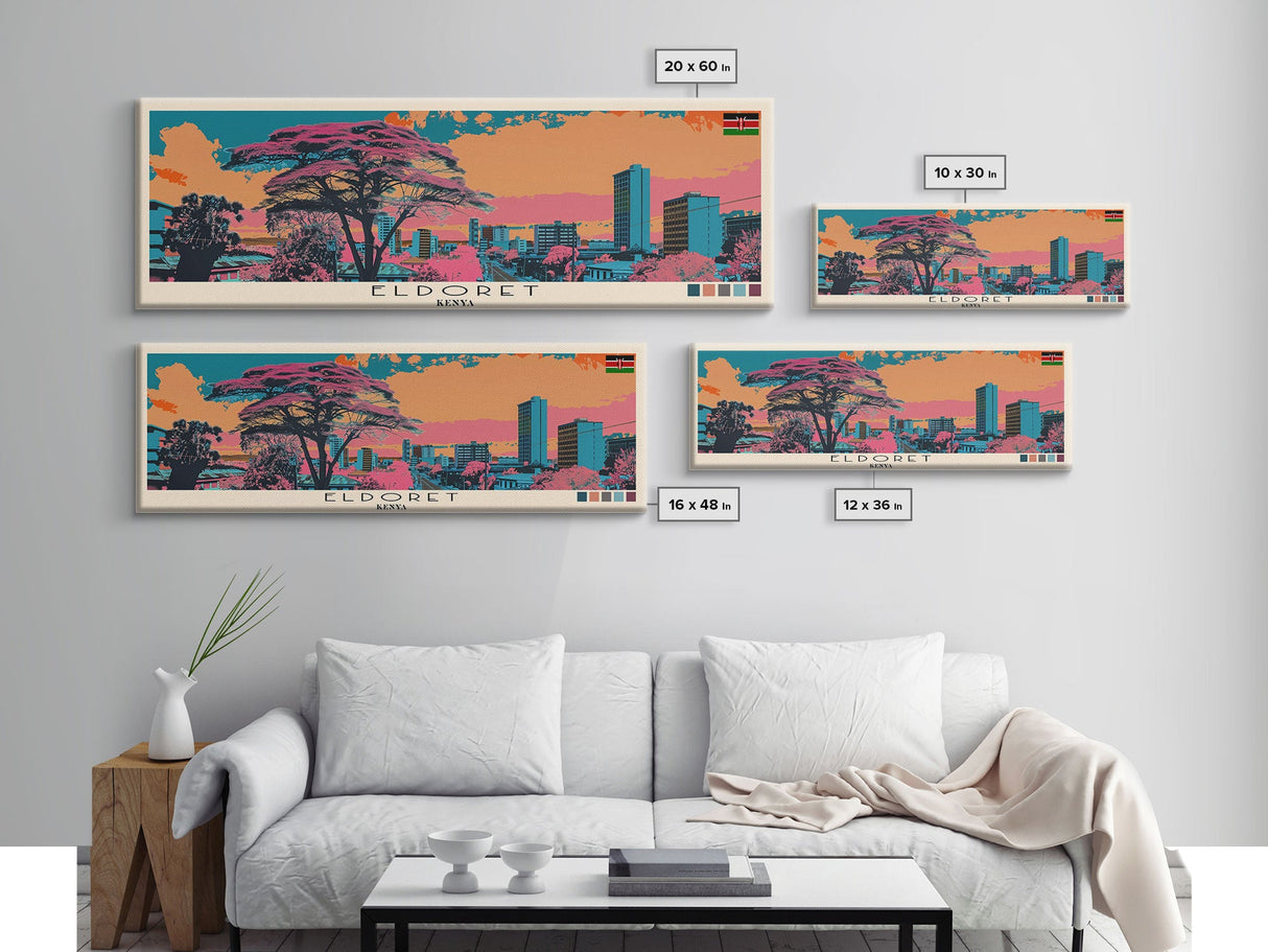 Eldoret, Kenya Panoramic Canvas Print, Eldoret, Kenya Painting, Kenya Art, Eldoret Travel Poster, Travel Art, Guest Room Painting