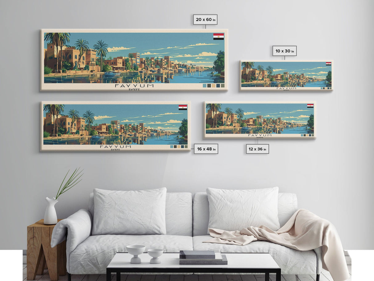 Fayyum, Egypt Panoramic Canvas Print, Fayyum, Egypt Painting, Egypt Art, Fayyum Travel Poster, Travel Art, Housewarming Gift