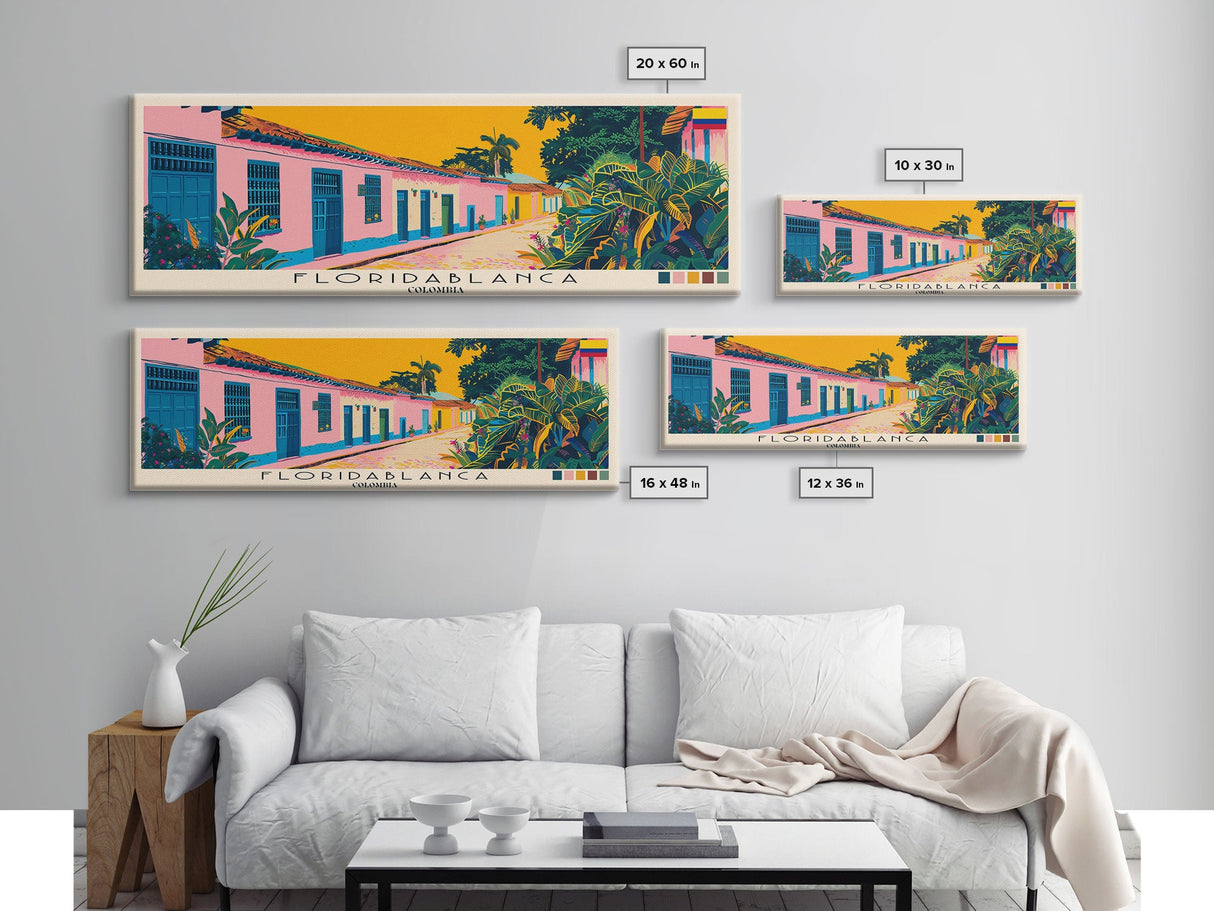 Floridablanca, Colombia Panoramic Canvas Print, Floridablanca, Colombia Painting, Colombia Art, Floridablanca Travel Poster, Travel Art, Housewarming Gift